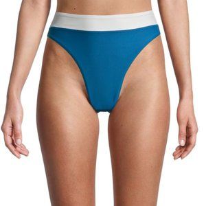 PilyQ High-Waist Bikini Bottom, Size Small, Island Blue
